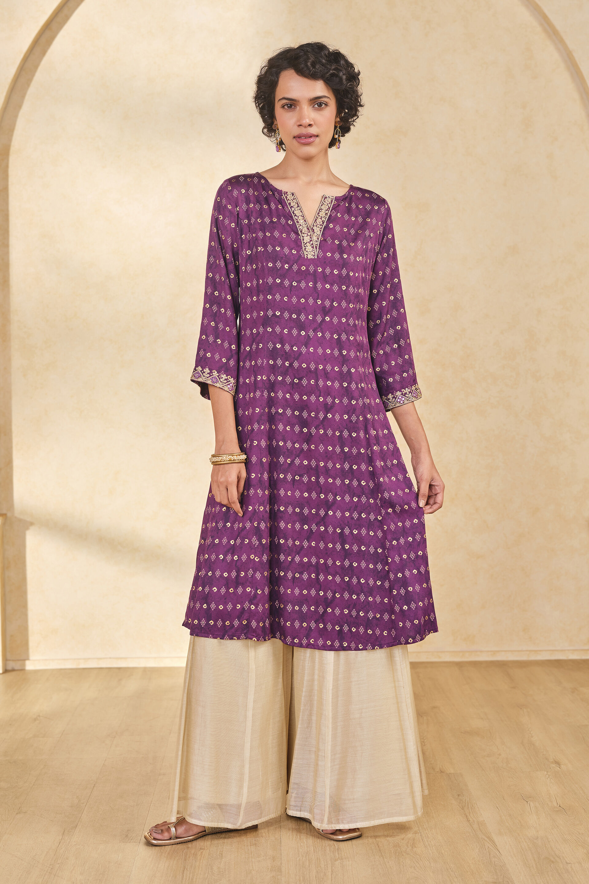 Radiant Purple Satin Kurta, Purple, image 2